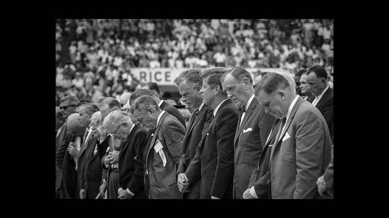 Photo: Prayer before Kennedy's speech, Rice Universait, September 12, 1962  #2651