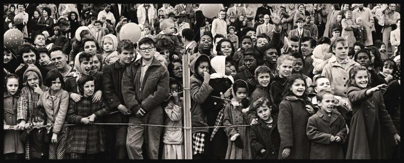 The crowd in downtown Wilmington, Delaware waiting for Santa to arrive in a helicopter, 1959 