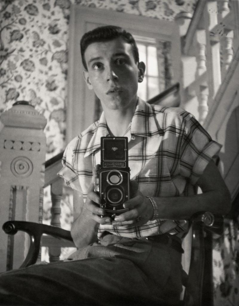 Bill Eppridge self-portrait with Rolleicord, probably 1952 Archival Pigment Print