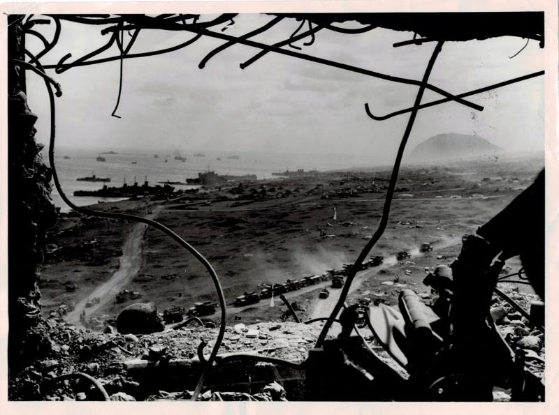 Photo: Eugene Smith/Life Pool: Coastal defense guns overlooking East landing beaches, Iwo Jima, March 29, 1945 Vintage Gelatin Silver Print #2790