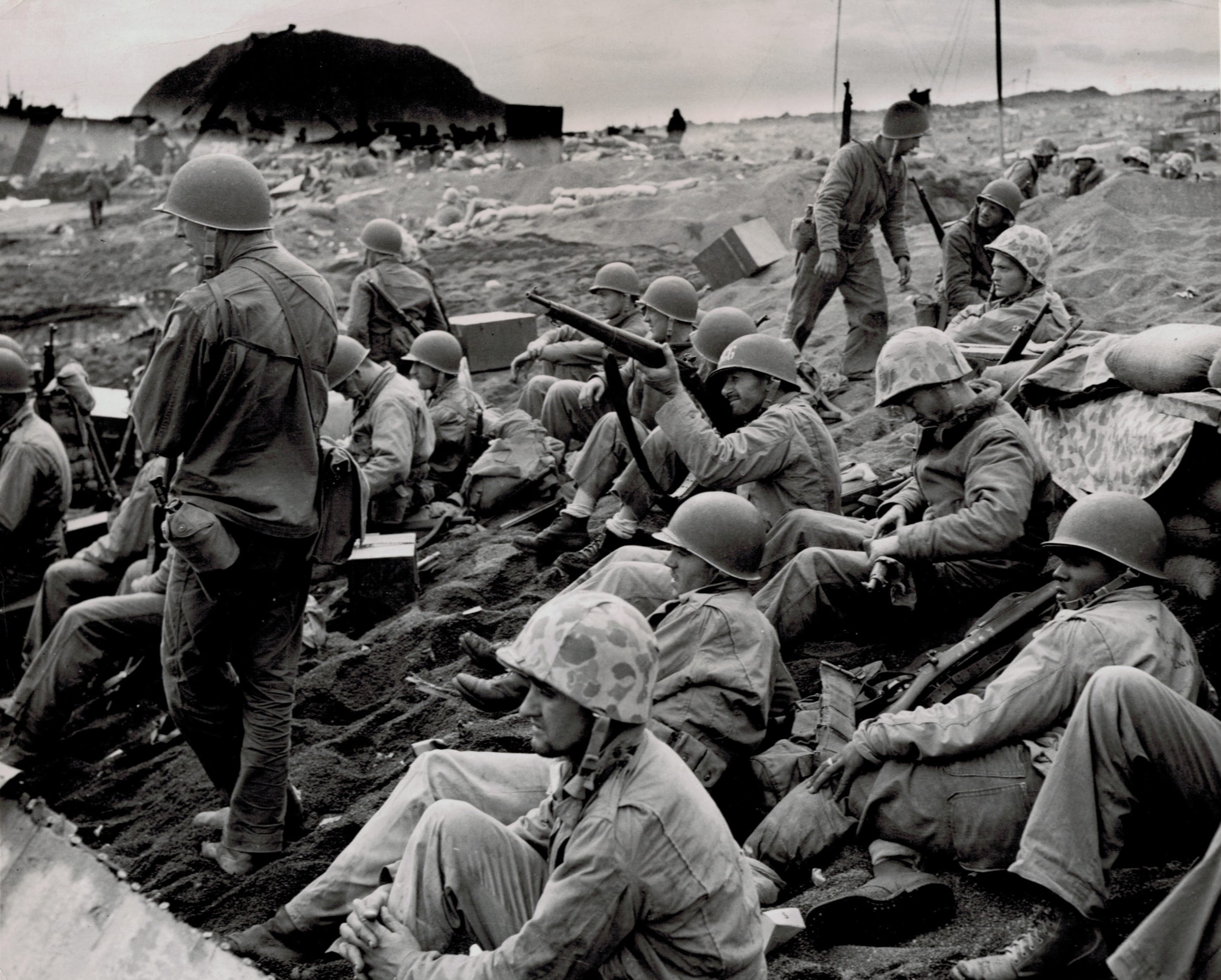 US Coast Guard: US Coast Guard Party, "Hell's Acre",  Iwo Jima, March 1945