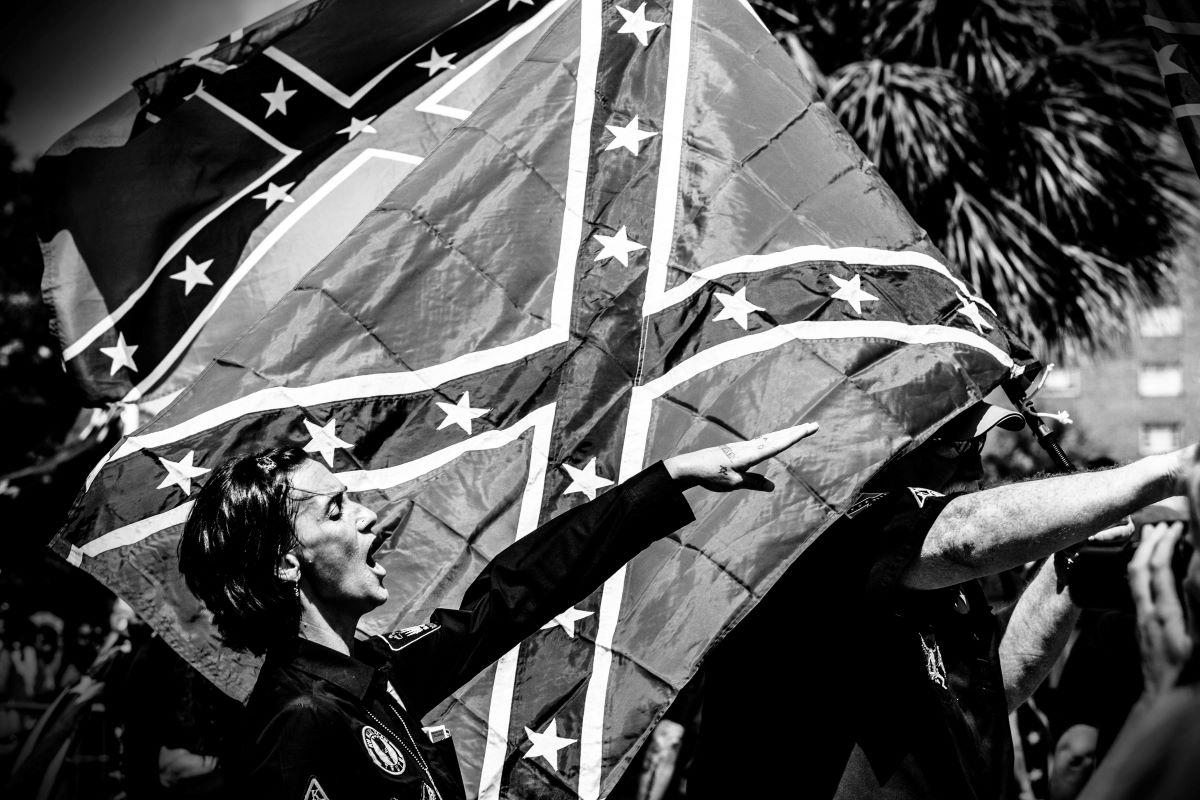 Rally by neo-Nazi and neo-Confederate groups protesting against the removal of the Confederate flag. South Carolina.
