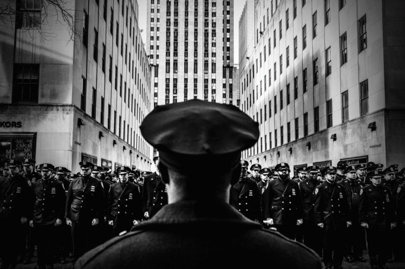 Photo: Police from New York and around the country line 5th Avenue to pay their respects to NYPD officer Wilbert Mora Who was killed while on duty in NY, 2022 Archival Pigment Print #2841