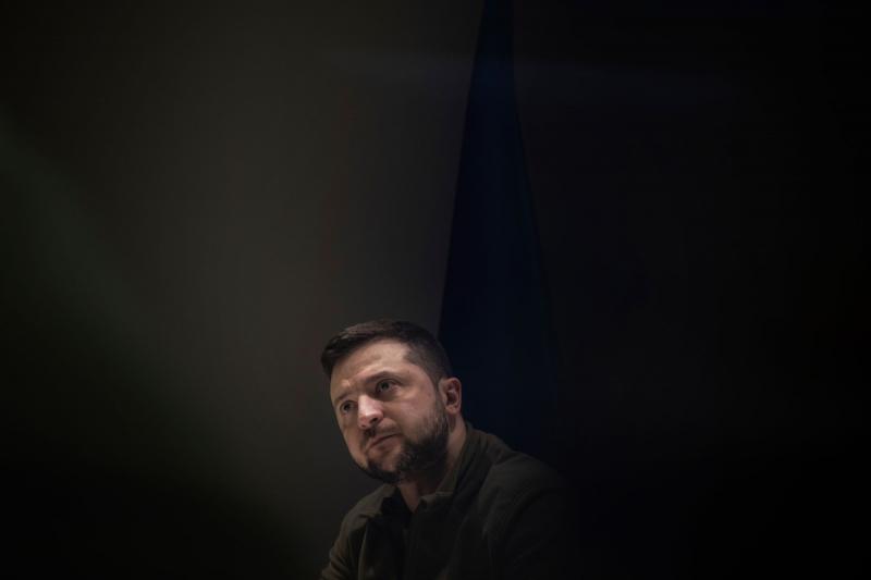 Photo: Ukrainian President Volodymyr Zelensky in his underground bunker. Kyiv, Ukraine 2022 Archival Pigment Print #2974