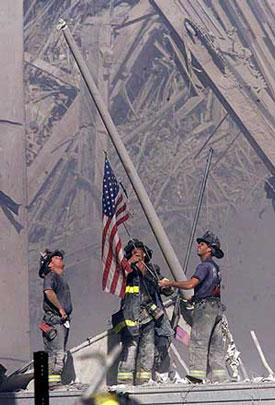 Firefighters at Ground Zero, Sept. 11, 2001 © Bergen Record<br/>