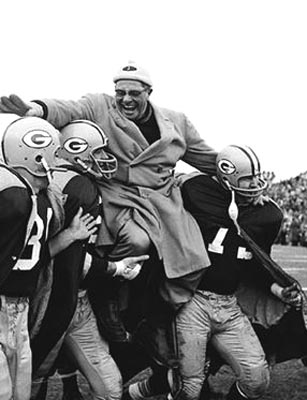 Vince Lombardi being carried off the field, Green Bay, WI, 12/31/61 - NFL Championship Game, Packers Defeat Giants