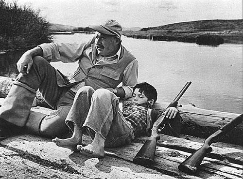 Ernst Hemmingway and son, Sun Valley, Idaho,1941