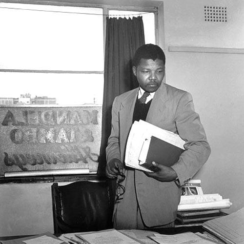 Nelson Mandela in his Law office which he shared with Oliver Tambo 1952 Gelatin Silver print