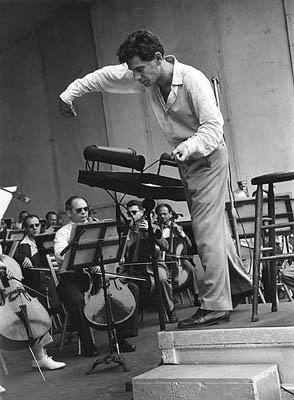 Photo: Leonard Bernstein Conducting, Lewisohn Stadium, New York, 1947 Gelatin Silver print #650