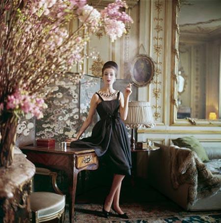 A Dior gown photographed for LIFE in 1960 in the 17th century home of Suzanne Luling, then directrice of Dior Pigment Print