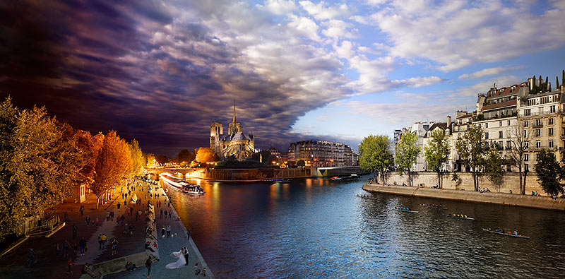 Paris, Tournelle Bridge, Day To Night