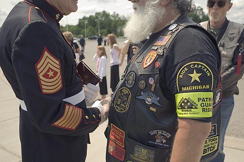 Veteran with Patriot Guard Captian, Lake Orion, Michigan,2006
