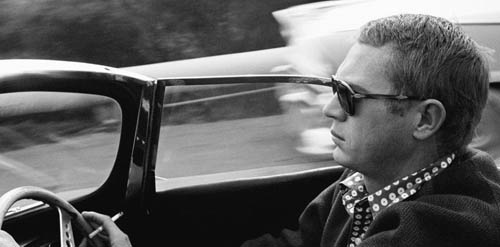 Steve McQueen in his 1957 Jaguar XKSS