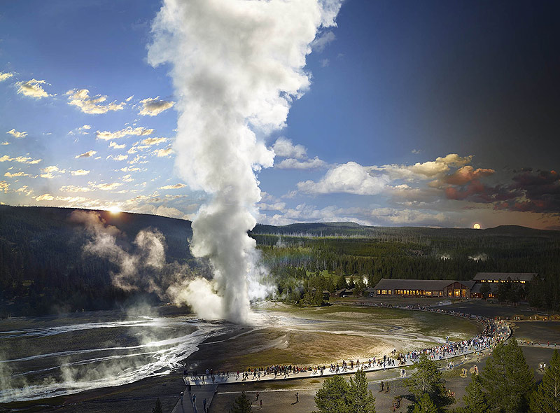 Old Faithful, Yellowstone National Park, Wyoming, Day to Night, 2015